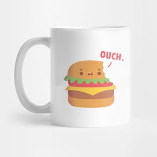 Funny Burger With Bite Marks Says Ouch Mug